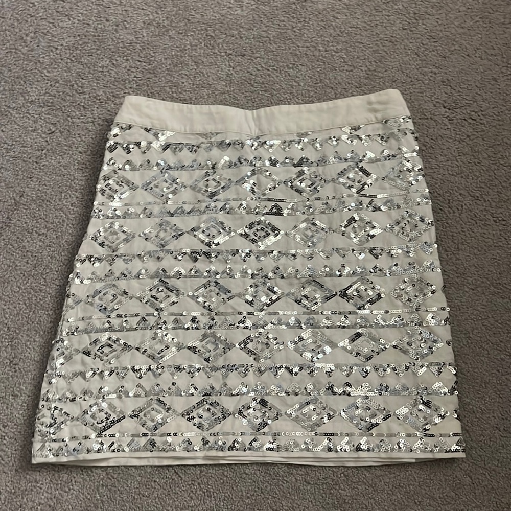 Banana Republic Sequin Skirt Silver 2P